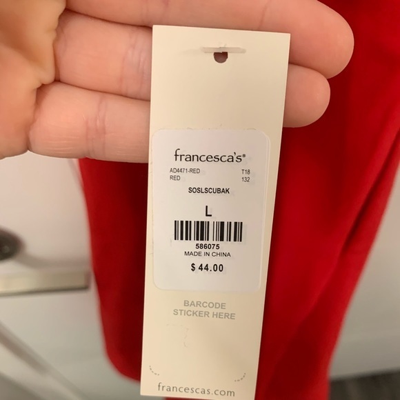 Red Janelle Cross Back Francesca’s Dress NWT Large - Picture 3 of 5